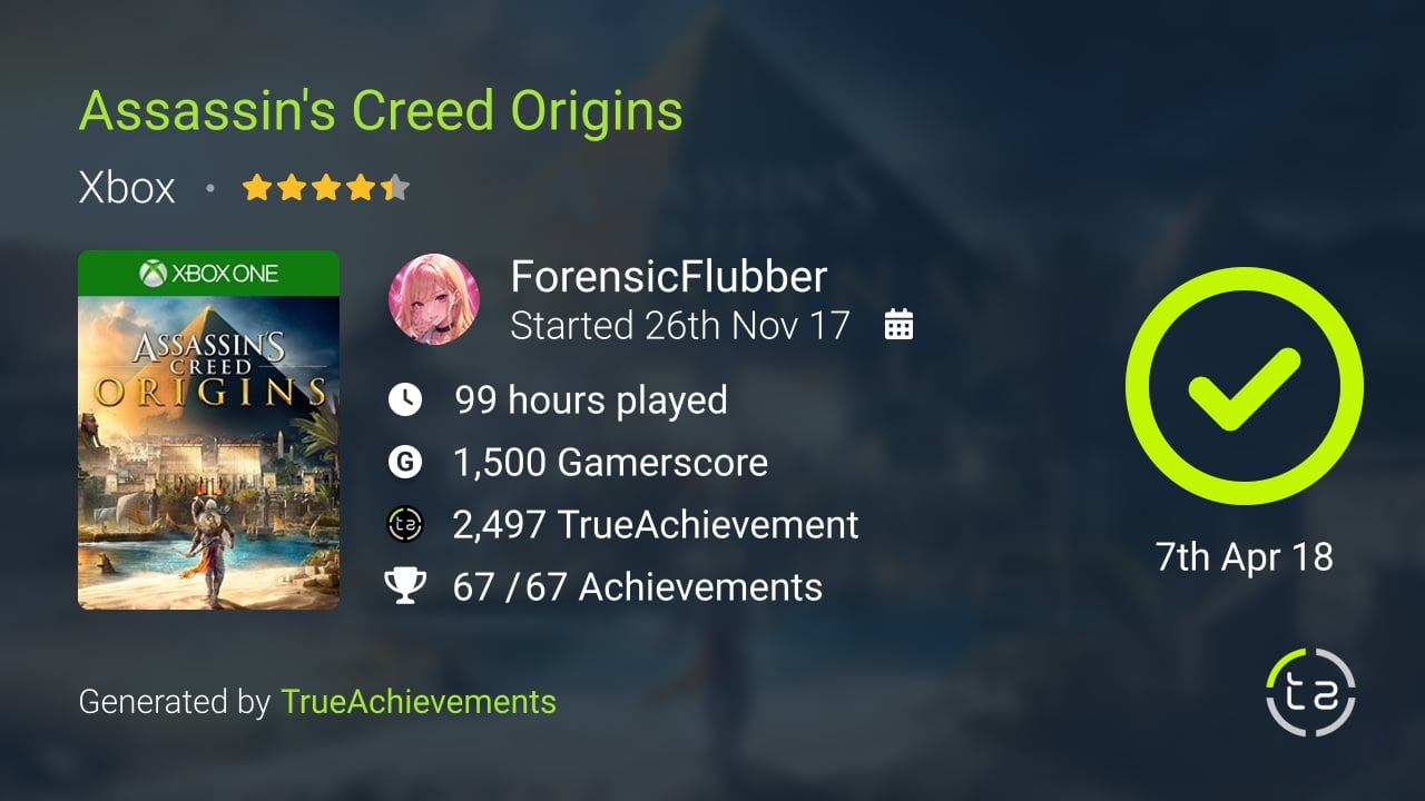 Assassin's Creed Origins achievement summary